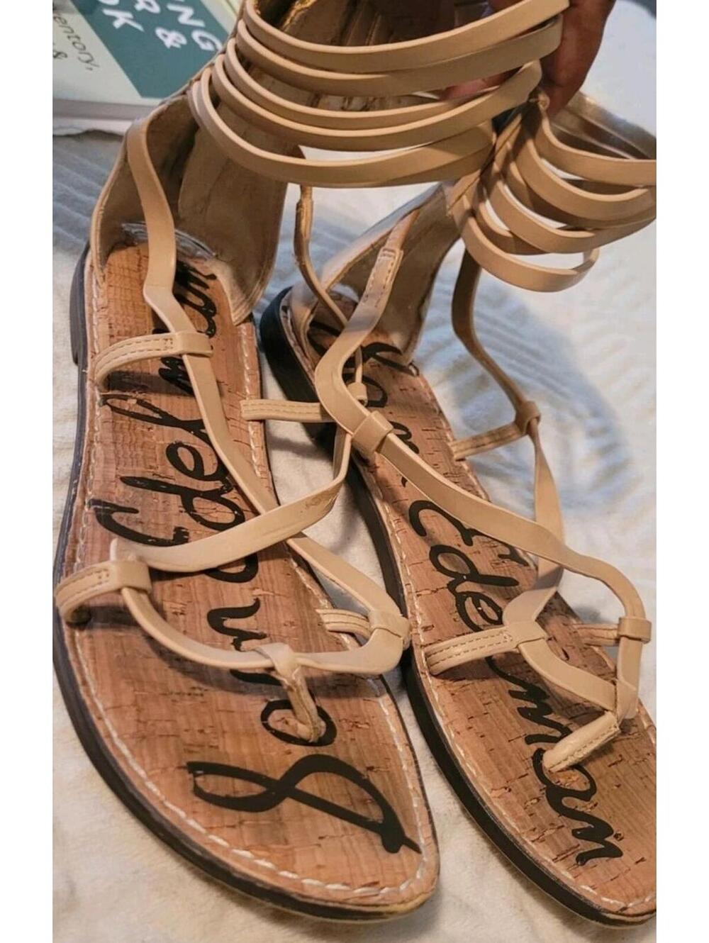 Sam Edelman "Glenda" Gladiator Sandal - Women's Size 9.5M Beige Tan